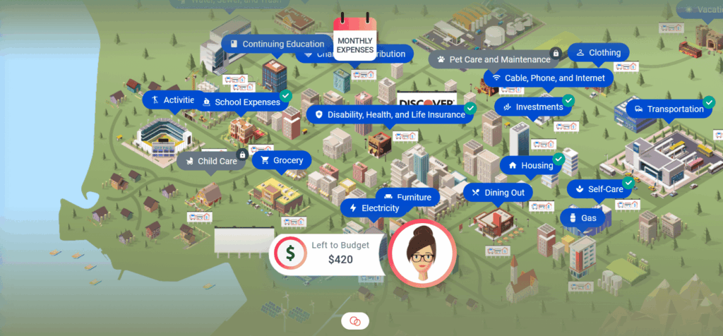 an illustrated map of finance park